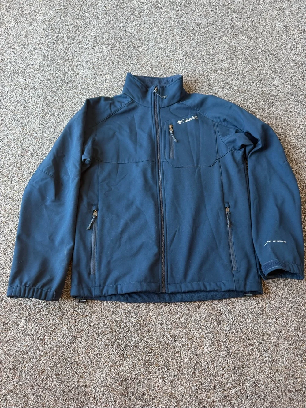Columbia Omni-Shield Men's M Navy Fleece Lined Softshell Jacket Full Zip